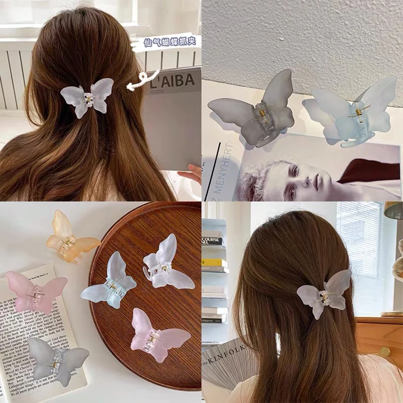 AWAYTR Fashion Butterfly Hairpin Hair Claw Geometric Crab Hairpin Sweet Hair Grab Clip Ponytail Holder Women Hair Accessories