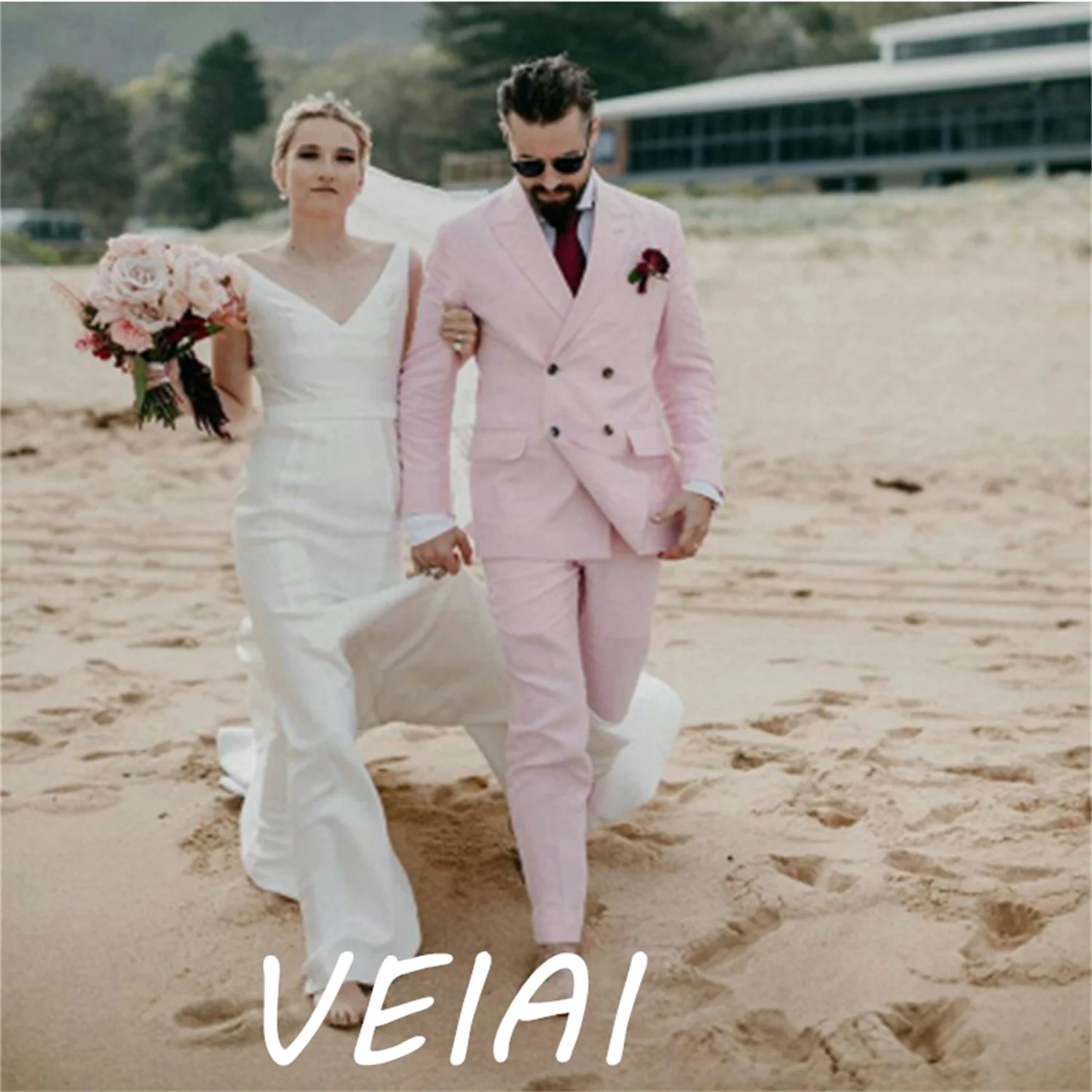 

Индивидуальный розовый новейший дизайн пальто и брюк, мужские костюмы для свадьбы, выпускного вечера, деловой смокинг жениха, комплект из 2 предметов Terno Masculino, костюм Homme M