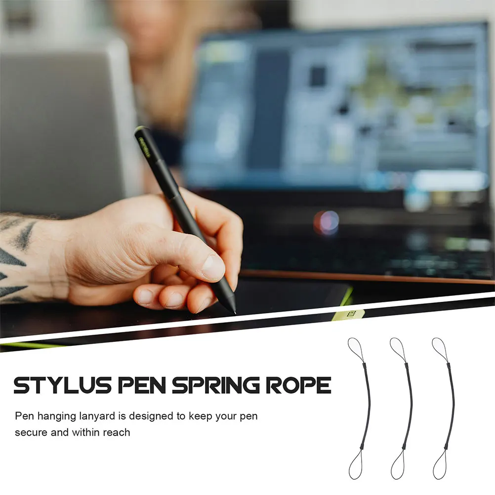 10Pcs Pen Lanyard Holder with Spring Rope for Stylus Pen Anti Lost Rope Tether Lanyard Strap for Phone Touchscreen Writing Tool