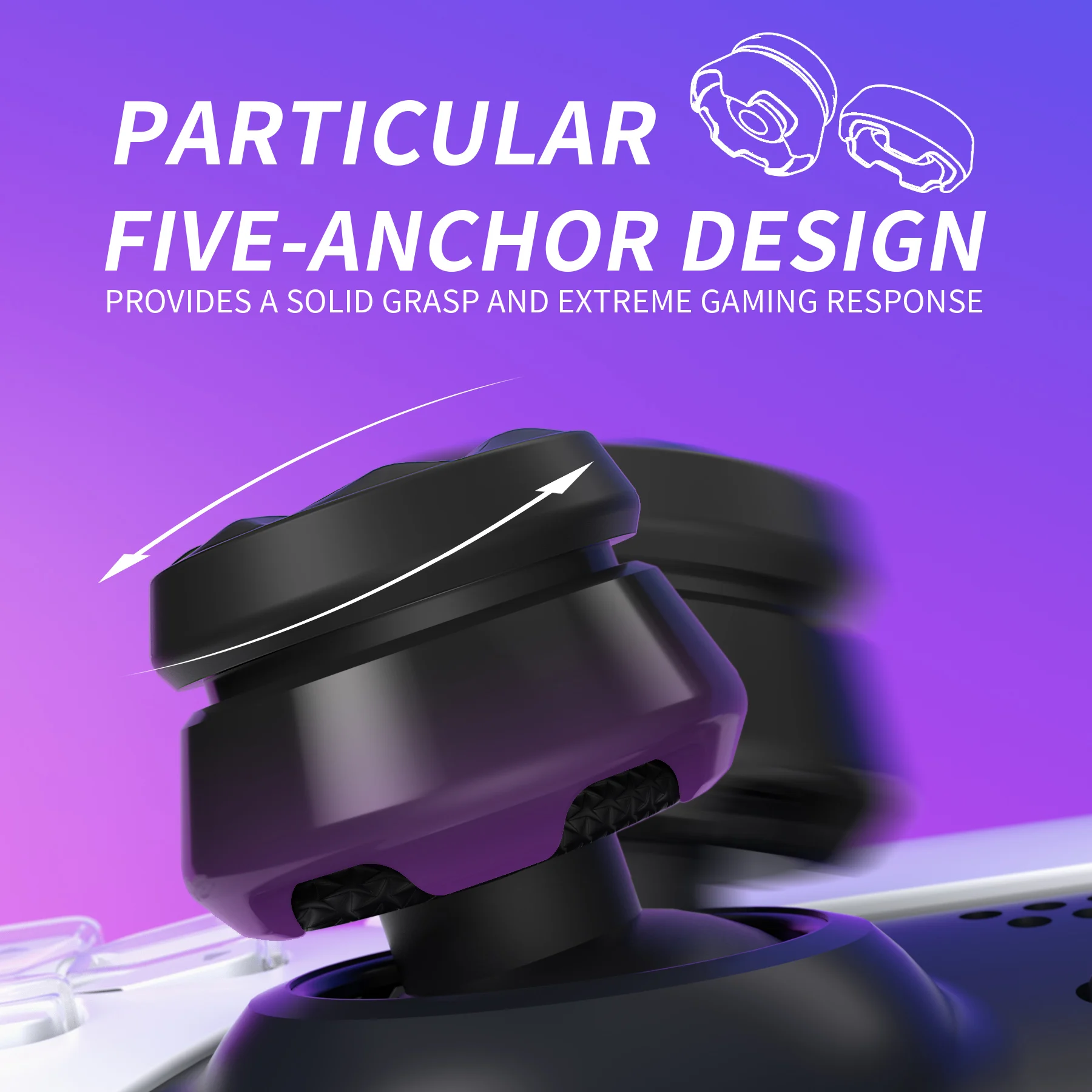 플레이비탈 썸스 프로 허리케인 썸스틱 익스텐더, PS5 컨트롤러 썸 그립 캡, PS5 무선 컨트롤러용 조이스틱 캡