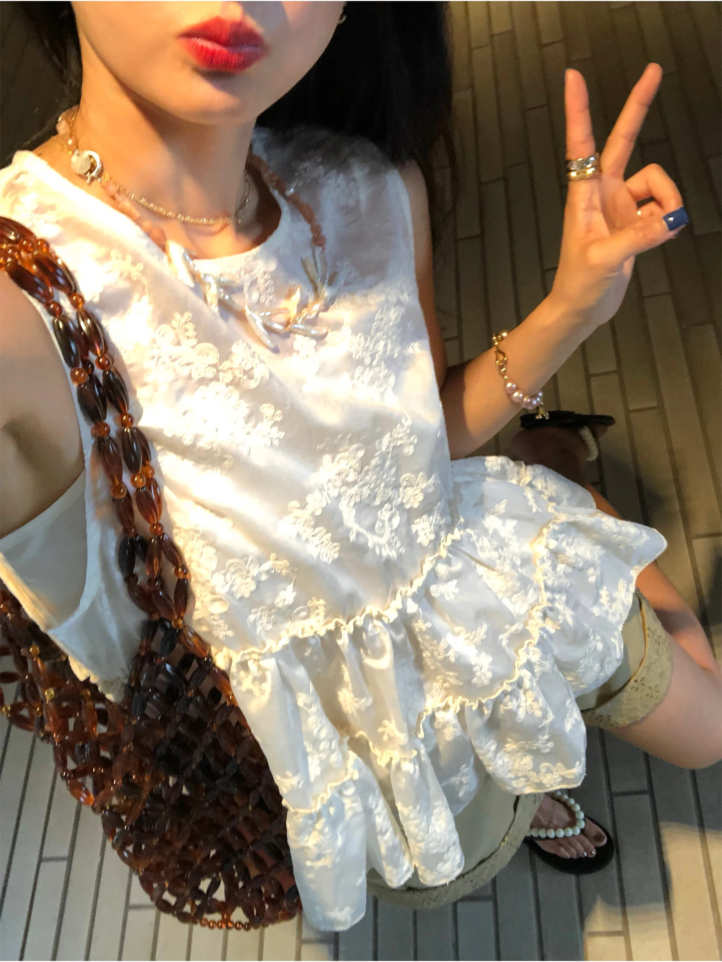 Ele blanc brodé Design Svel à capuche irt banlieue Sle coupe ample Fem été Faion marque chinoise