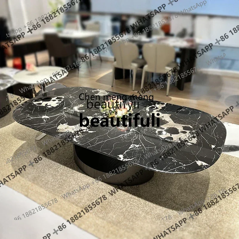 

X QBlack rose marble Italian light luxury living room square suspended creative coffee table