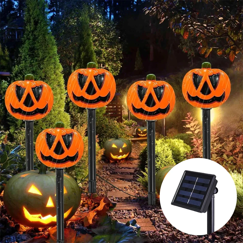 

Outdoor Solar Lights Pumpkin Lamp Halloween Decorative Torch Waterproof Floor Mounted Lawn Garden Courtyard Landscape Lanterns