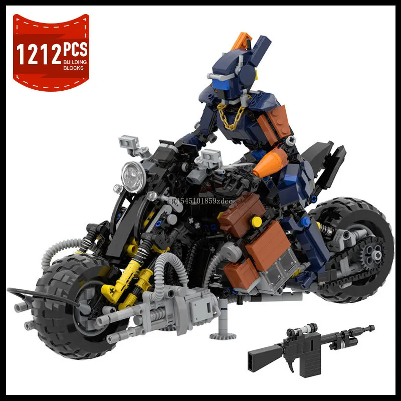 MOC Chappied Mecha Robot and Motorcycle Model Building Blocks Classic Movie Action Figures Ideas Set Aldult Bricks Toys Gifts