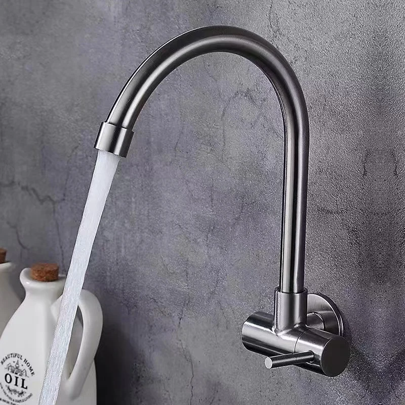 

Kitchen sink faucet installation on the wall 304 stainless steel 360 ° rotatable bathroom wash basin cold water faucet