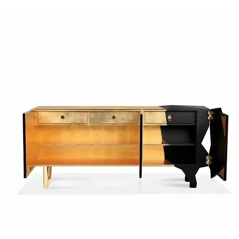 Italian light luxury dining side cabinet designer villa living room against the wall solid wood art locker fashion porch cabinet