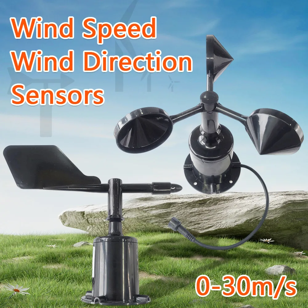 30m/s Polycarbon Wind Speed Direction Sensor Weather Station Outdoor 3 Cup Anemometer Sensor Output RS485 4-20MA 0-5V 0-10V