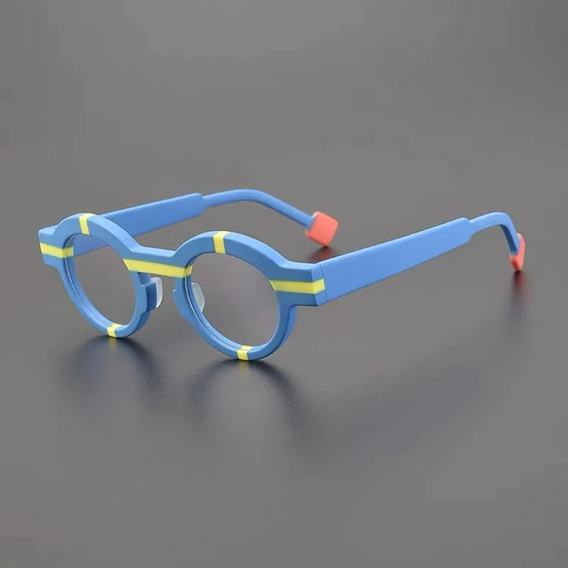 New round frosted glasses frame thick frame acetate myopia glasses frame can be equipped with degrees.