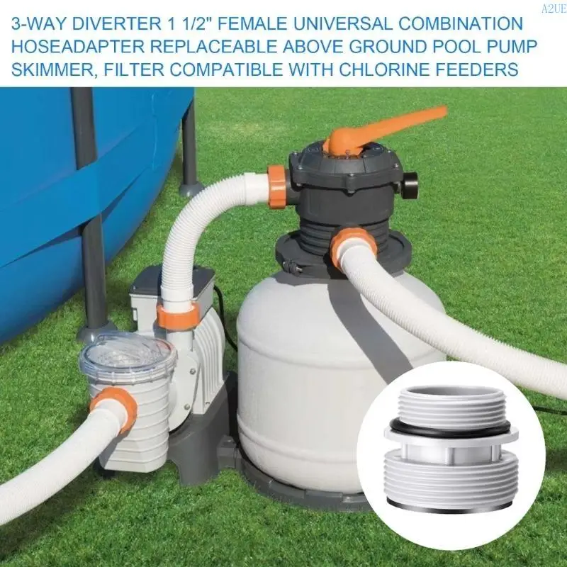 A2UE Multi Directional Swimming Pool Valves Adapter Set Hose Clamps Sealing Rings Pool Filter Hose Adapter ABS Texture