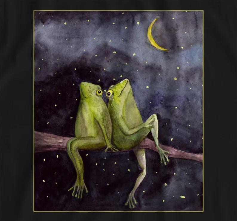 Moonlit Frog Haven: Starry Night Cottagecore Goblincore Grunge Fairycore Gift