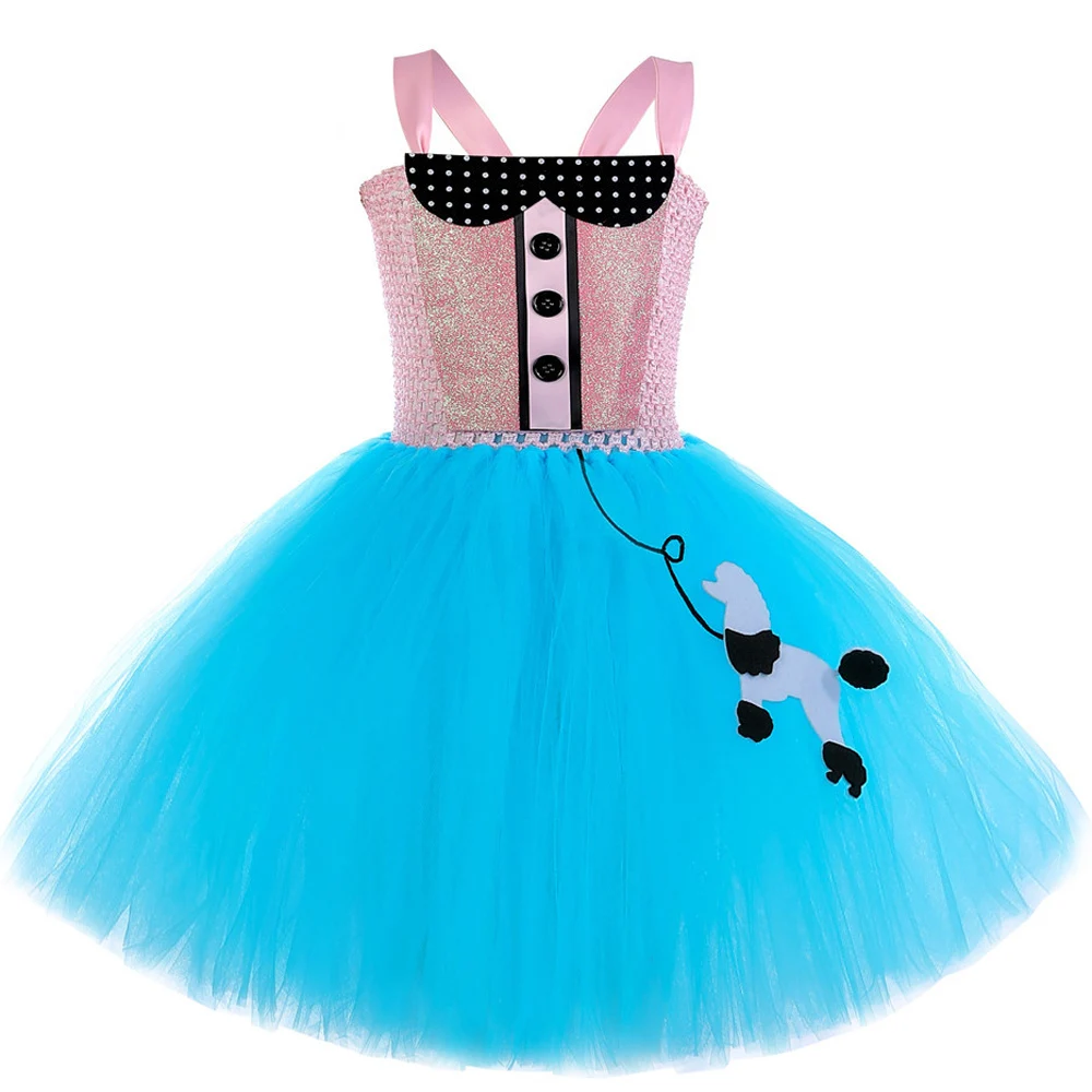 Vestido de tutú con gafas para niña, traje de princesa rosa y azul para fiesta de cumpleaños, Halloween y Año Nuevo