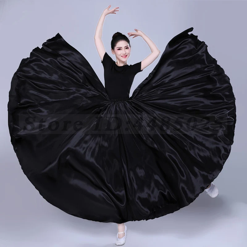 360 Grad Satin Rock Bauchtanz glänzende lange Röcke Festival traditionelle Tänzerin Kostüm Frauen Zigeuner Flamenco Tango Dance wear