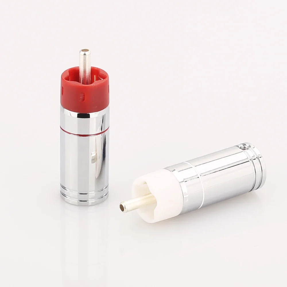 Conectores rca de alta qualidade, alta fidelidade, faça você mesmo, 9mm, banhado a prata, latão, plugue rca, plugue de áudio, macho, parafuso rca