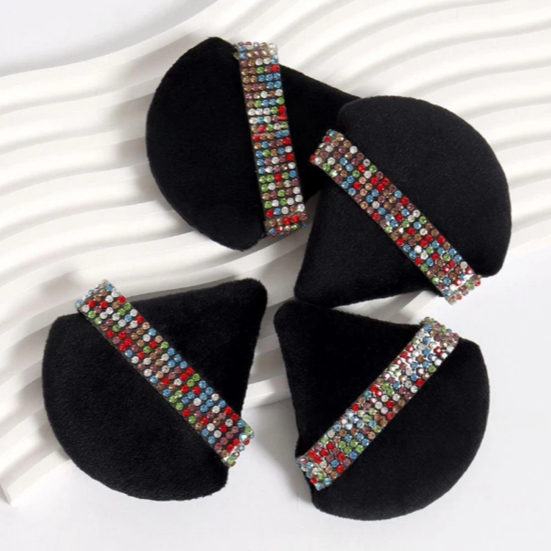 3pcs Diamond Triangle Cosmetics Puff Soft Velvet Powder Puffs Facial Beauty Makeup Sponge Woman Make Up Tool Accessories