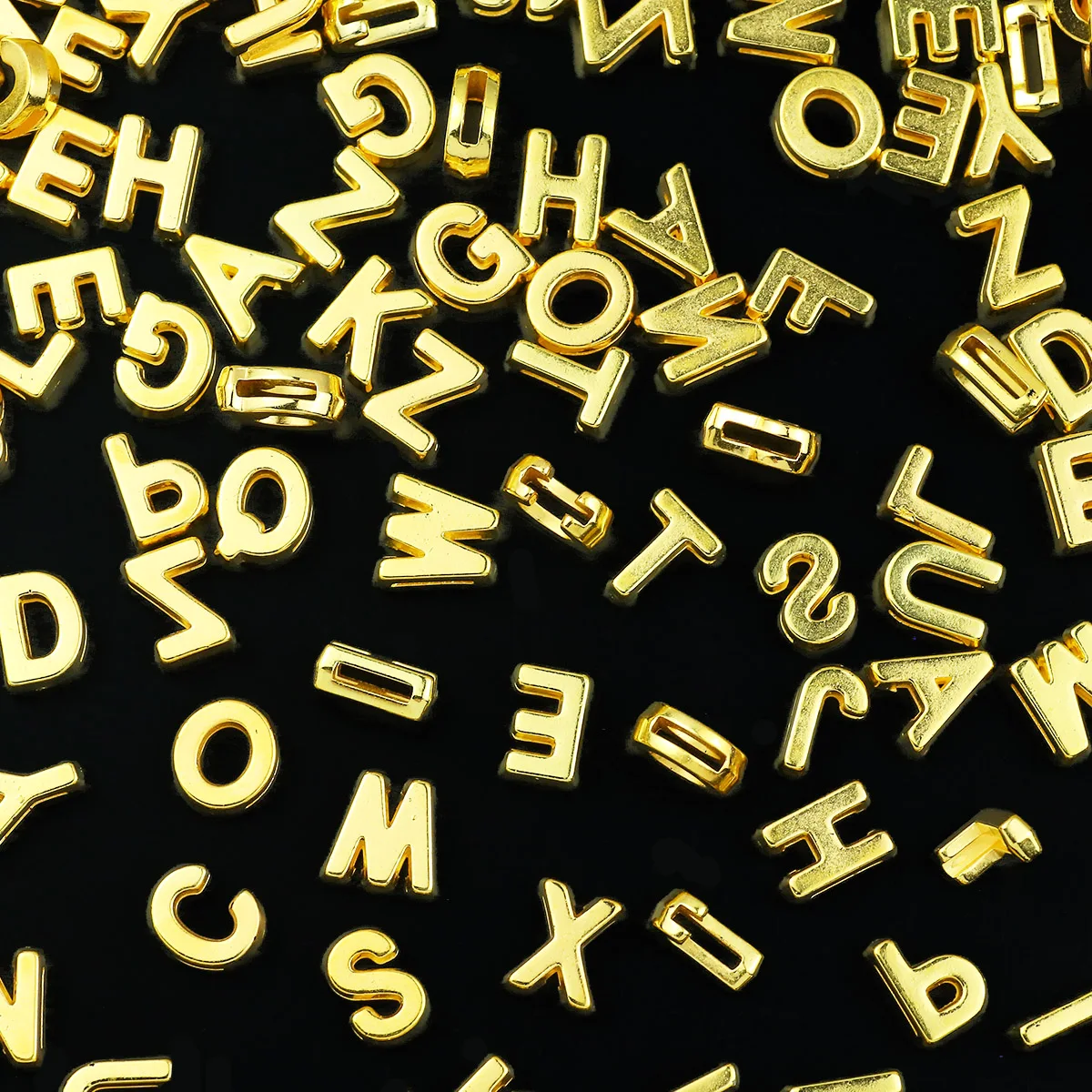 الحروف الإنجليزية شكل الاكريليك الذهبي فضفاض الفواصل الخرز لصنع المجوهرات اليدوية سوار ذاتي الصنع إكسسوارات عقد 78 قطعة #1