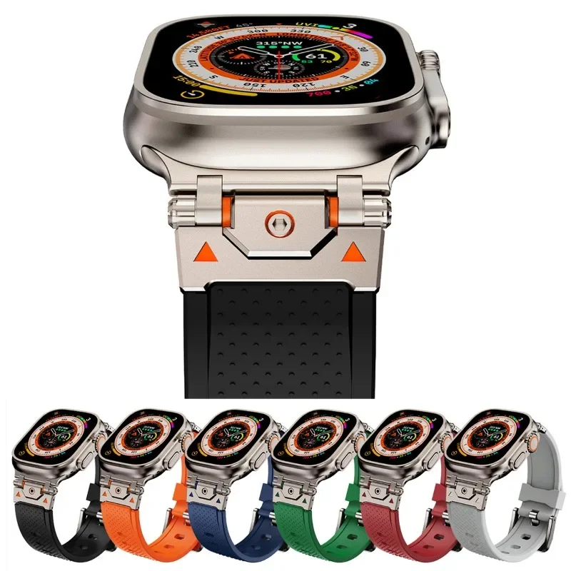 

TPU Sport Strap For Apple Watch 10 42MM 9 45mm Ultra 2 49MM Titanium Color Silicone watch band for iWatch 8 7 SE 6 4 5 44mm 46mm