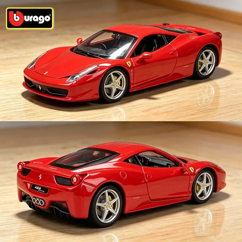 Bburago 1:24 Ferrari 458 Italia Alloy Sports Car Model Diecasts Metal Track Racing Car Vehicles Model High Simulation Kids Gifts