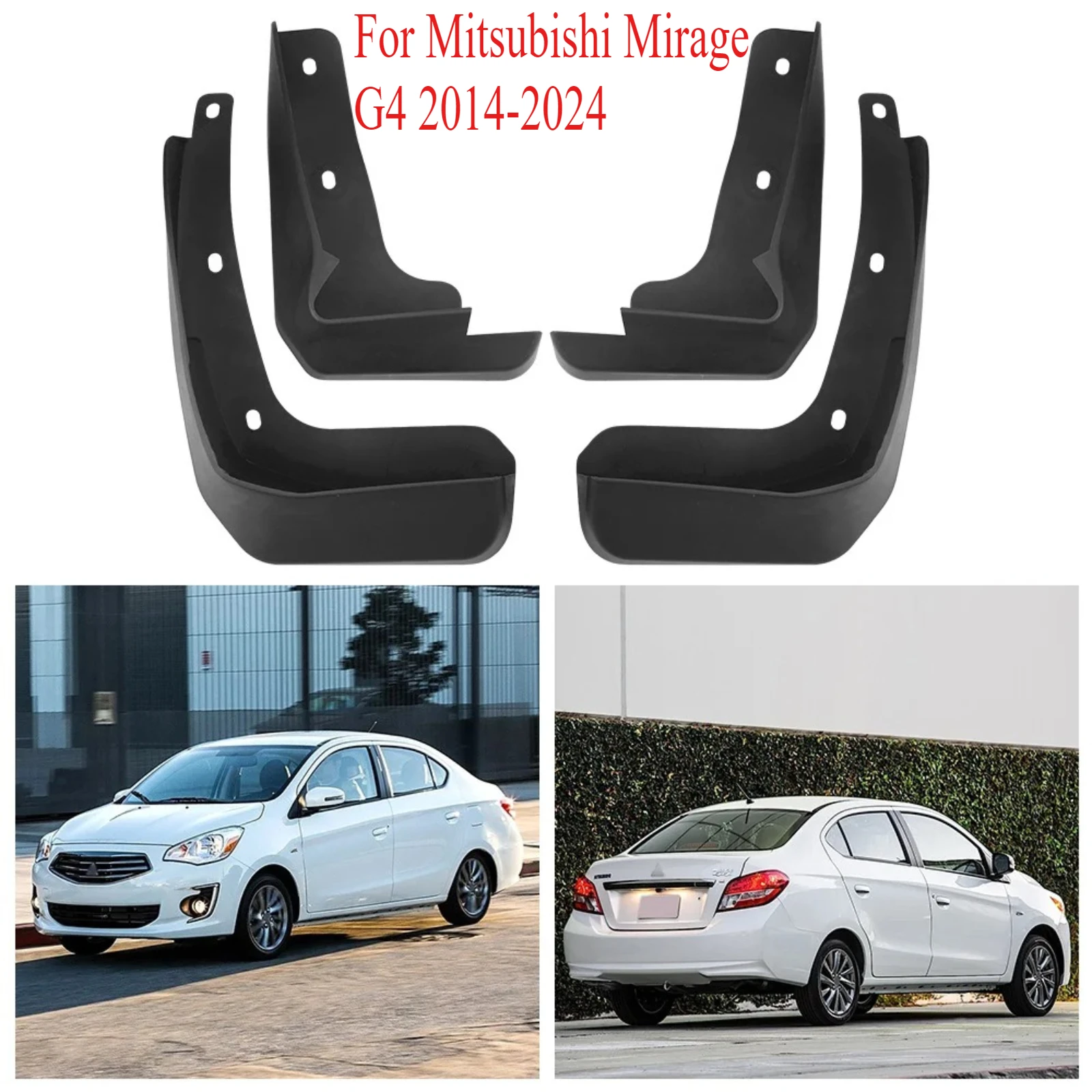 For Mitsubishi Mirage G4 2014-2024 Soft Rubber Mud Flaps Flexible Fender Splash Guards, Car Exterior Protection Accessories