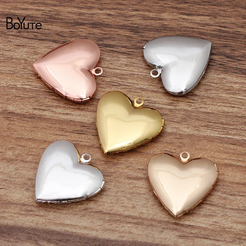 BoYuTe (10 Pieces/Lot) 26MM Filigree Heart Photo Locket Metal Brass Locket Jewelry Pendant Wholesale