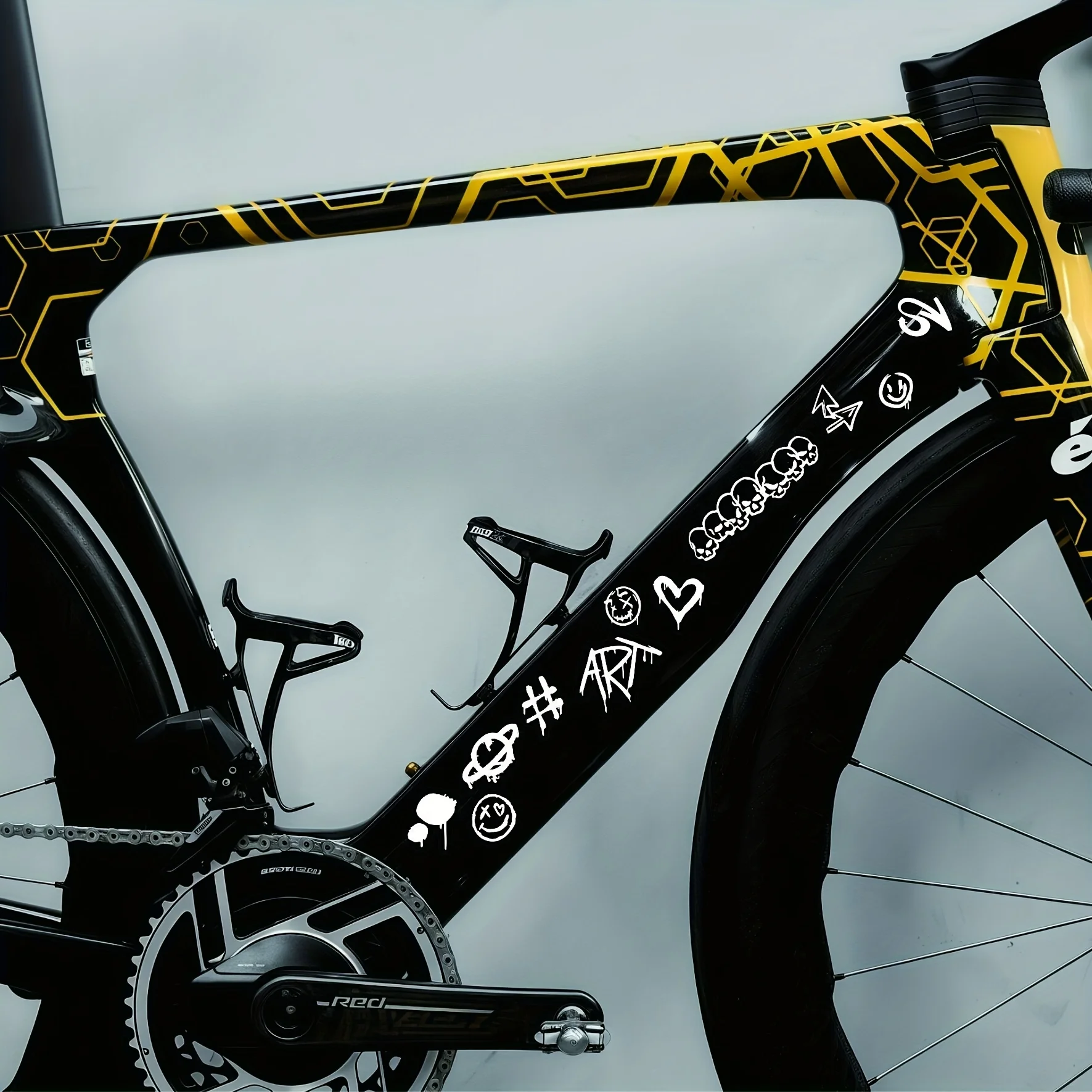 Waterproof Graffiti Skull JDM Themed Decal Set Personalized Sticker For MTB Road Bicycle Frame Body Exterior Decor