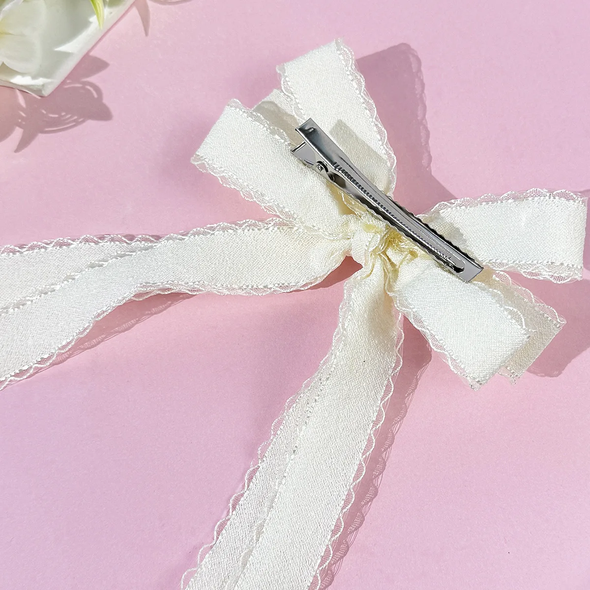 Bulk 20pc Long Tassel Hair Clips Cute Ribbon Bow Side Hairgrips with Lace Trim for Women Girls Kids Hair Accessories view 5