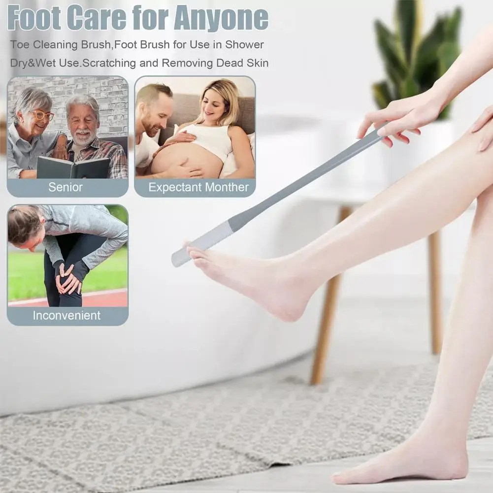 Silicone Toe Brush Nail Brush Foot Brush For Shower With Long Handle Silicone Bristles Between Toe Cleaning Brush Foot Scru A3Z9