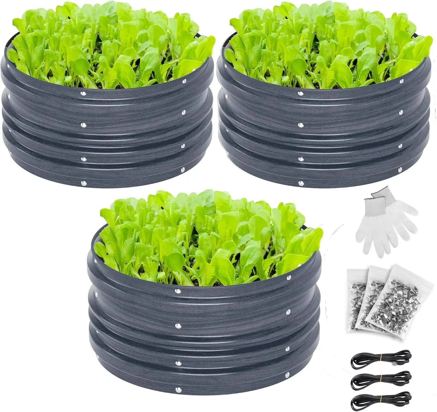 

2x2x1ft Galvanized Raised Garden Bed 3 Pack for Vegetables, Flowers