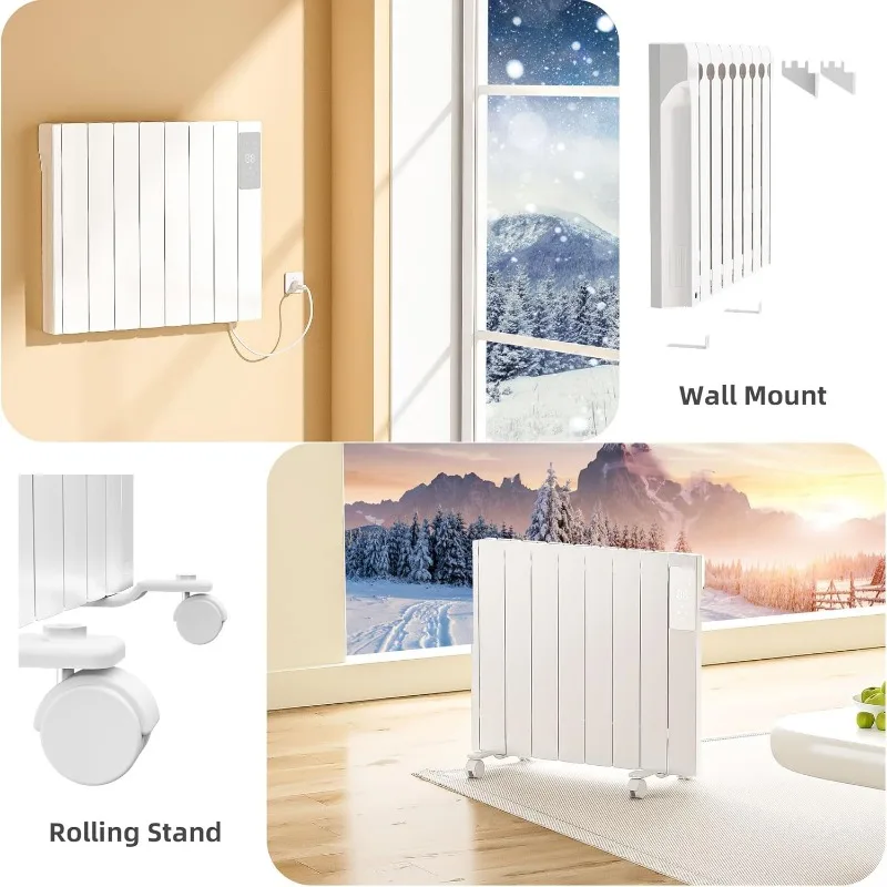 Space Heaters for Indoor  Fanless Ultra-quiet Design, Whole Room Heating with Remote,24h Timer,Eco mode,Digital Thermostat