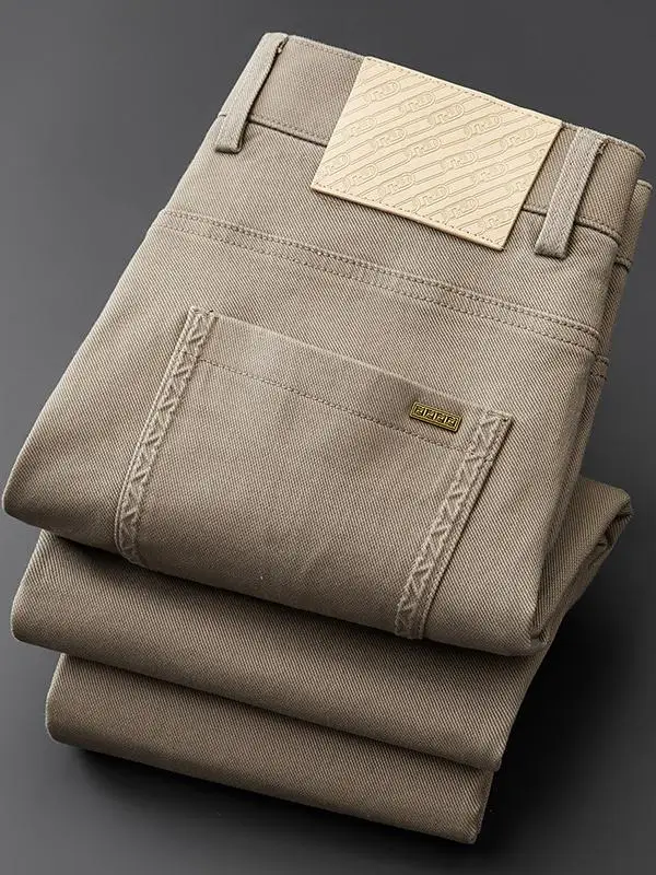 

Мужские повседневные брюки из премиального мягкого чесаного хлопка, прямого кроя, утепленные, легкие, зауженные, осенне-зимние, длинные