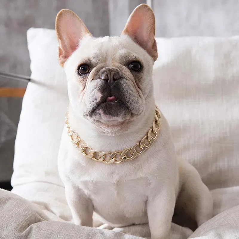 Gold Necklace Chain for Dogs ABS Plastic Dog Collar Puppy Cosplay Choker for Dogs Lightweight Punk Pet Jewelry Accessories