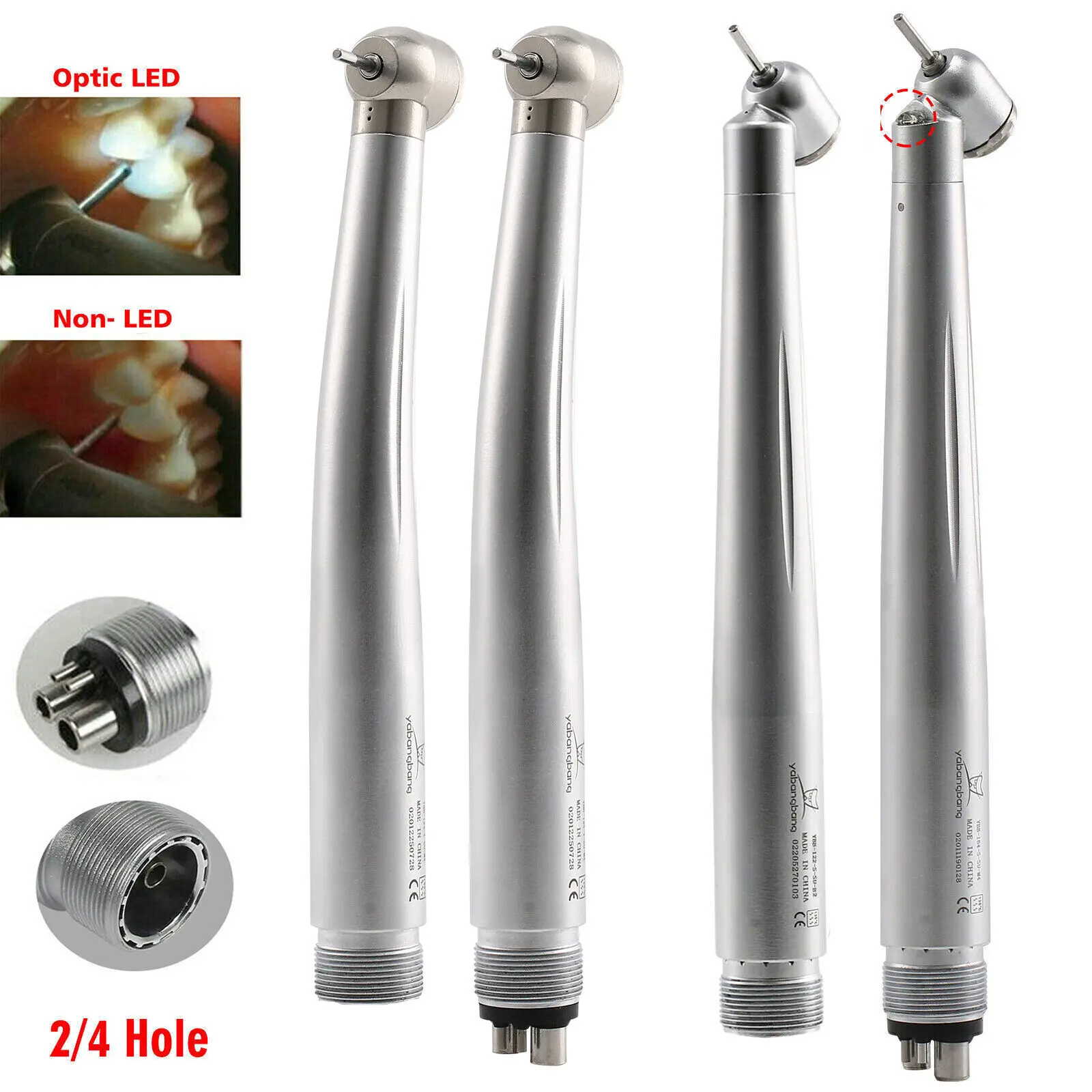 

Dental Surgical High Speed /Fiber Optic LED Handpiece 45° Degree Turbine 2/4Hole Fit KAVO NSK