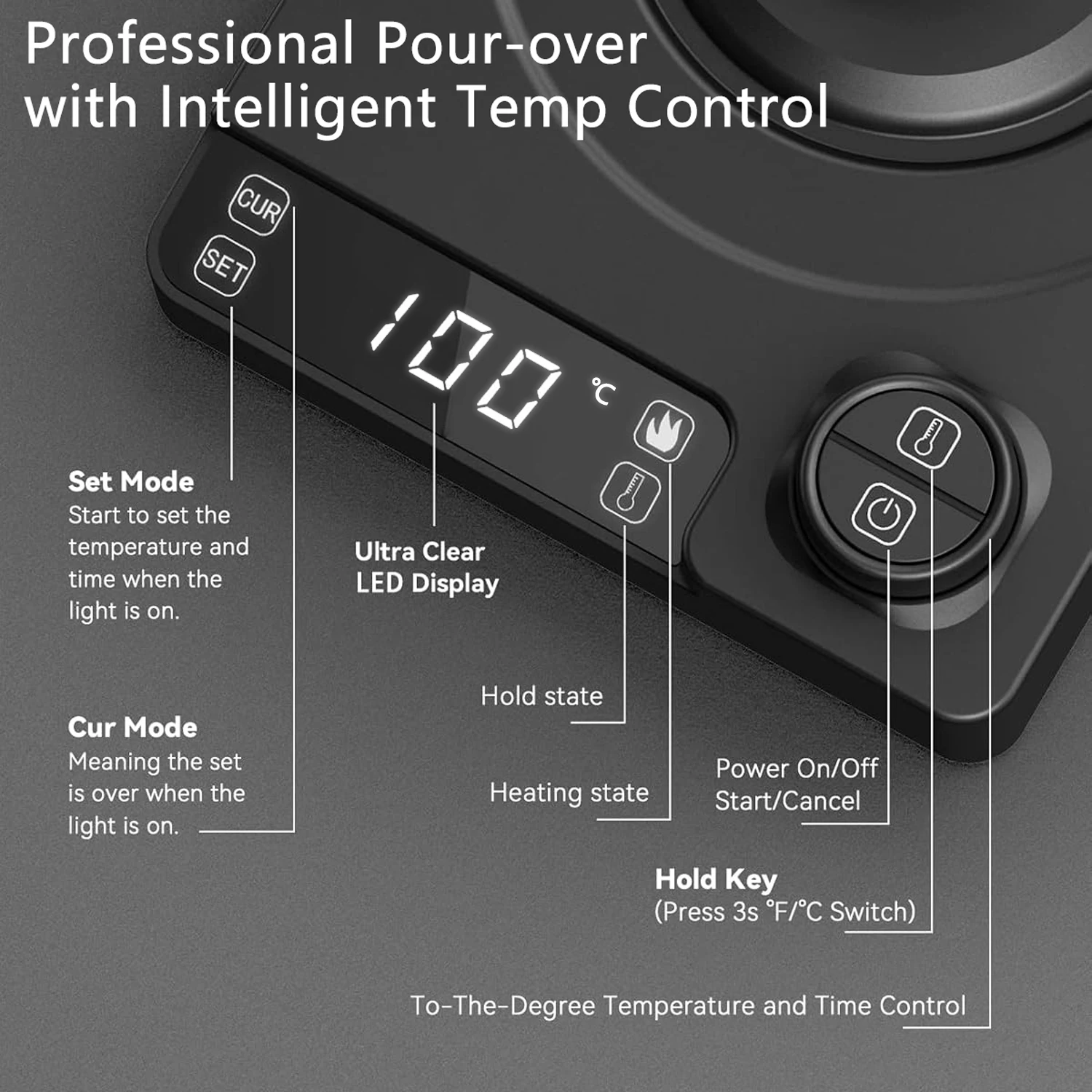 غلاية كهربائية معقوفة 1 لتر 1200 وات، وعاء قهوة مخمر يدويًا، غلاية تسخين سريعة 110 فولت/220 فولت