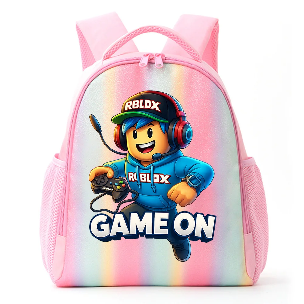 

Roblox Zippered Double Shoulder Rainbow Bag Portable Personalized Game Console Daypack Rainbow Backpack Large Capacity SchoolBag