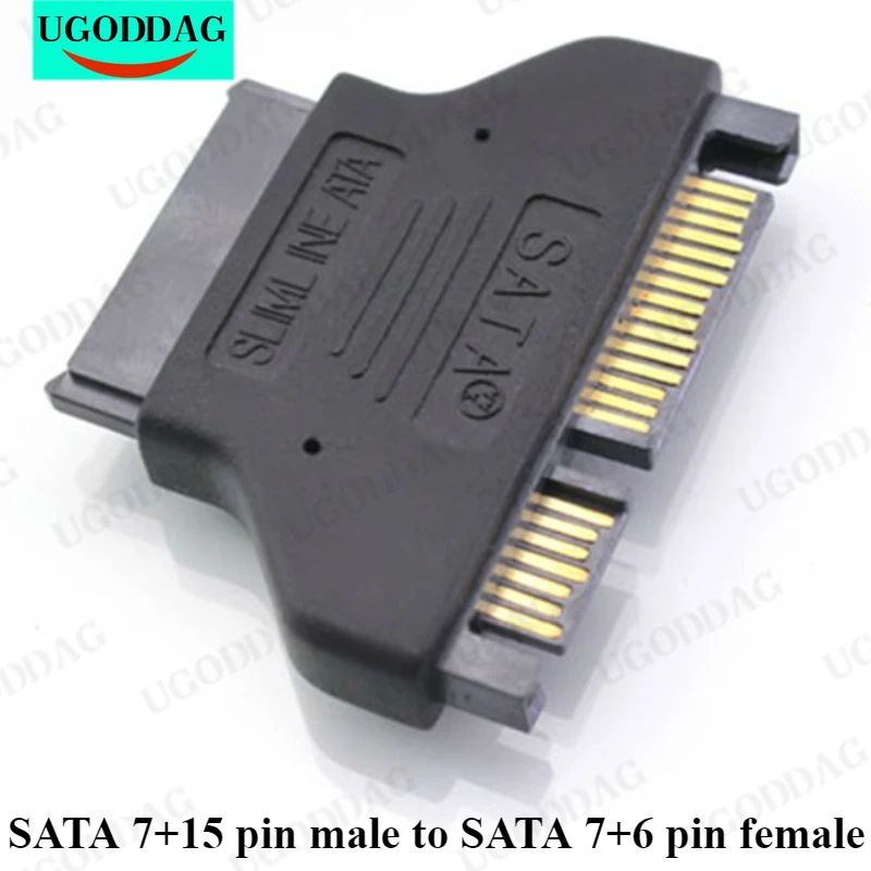 SATA 7+15 22pin Male to Mini Slim SATA 7+6 pin 13 pin Female Converter Adapter