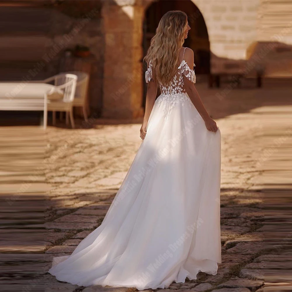 Celebridade a linha vestidos de casamento feminino sexy com decote em v renda flor impressão vestidos de noiva princesa banquete vestidos de novias personalizado