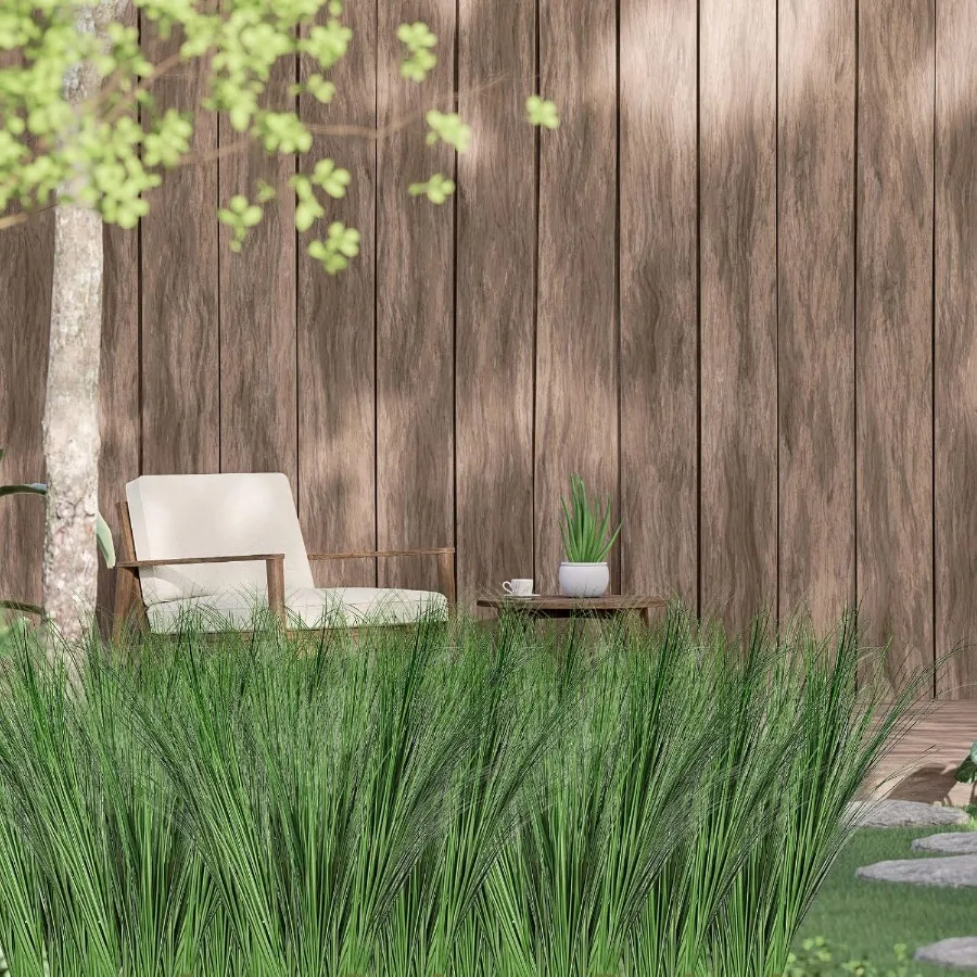 12 قطعة 33 بوصة نباتات العشب الاصطناعي فو شجيرات عشب القمح للخارجية والداخلية ديكور المنزل طويل القامة النباتات وهمية الجذعية الخضرة #3