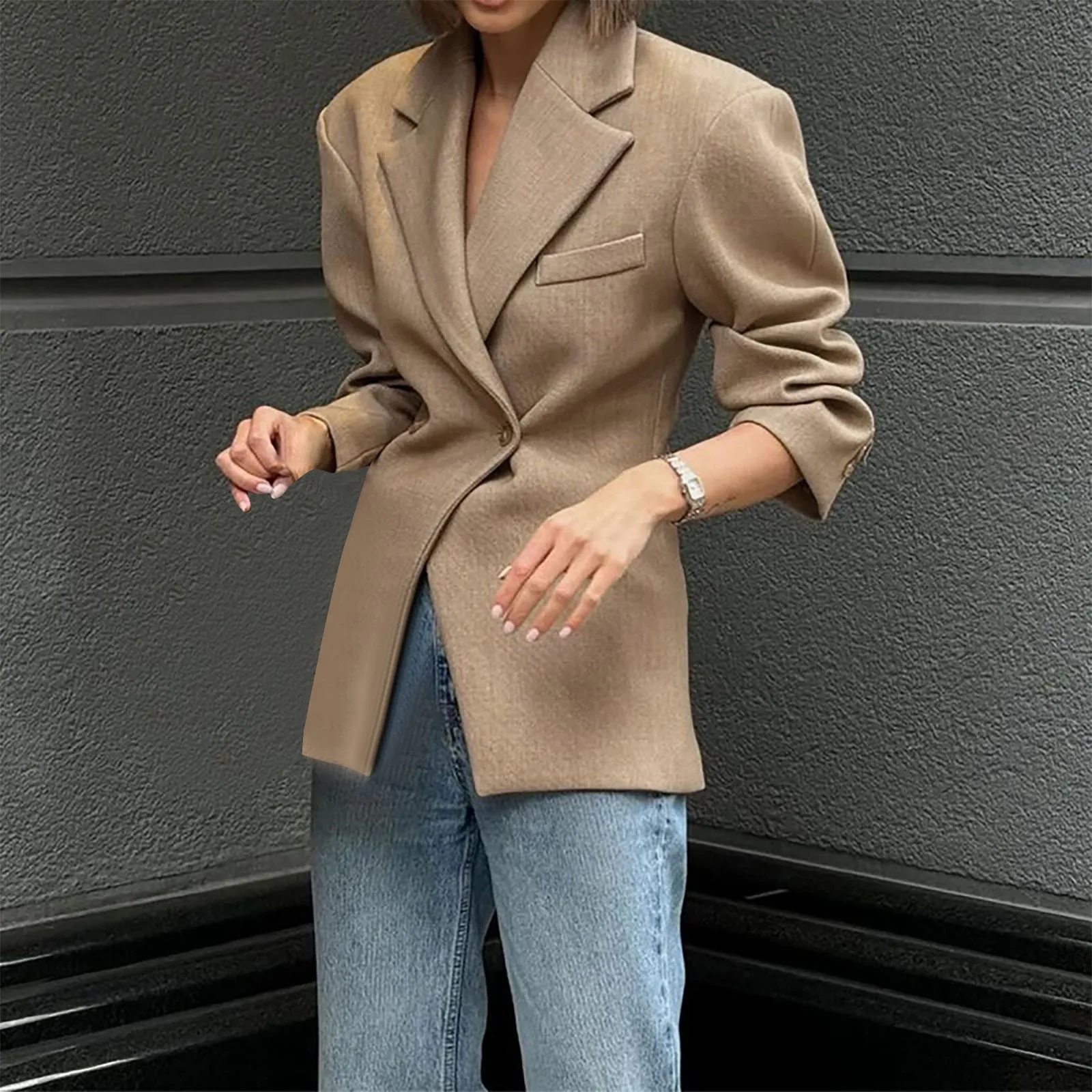 Autumn Fashion Retro Womens Coat Lapel Female New In Coats Diagonal Buckle Ladies Jacket Suit Classic Vintage Casual Jackets