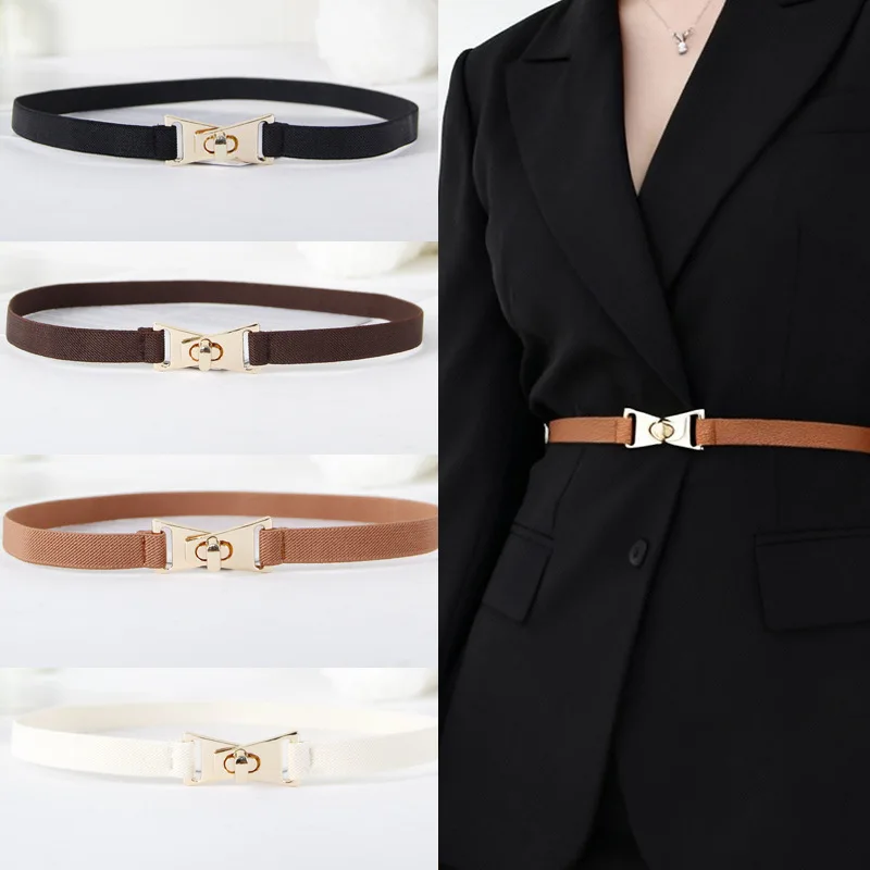 Fashionable Stretchable Versatile Slim Waist Belt Elegant and Minimalist Perfect for Dresses and Jackets Women’s Black Belt