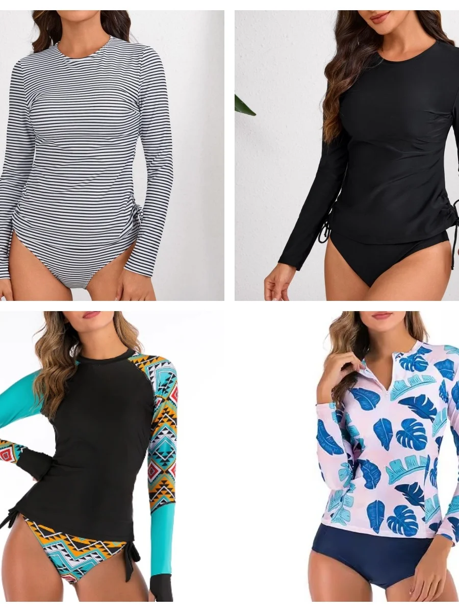 

Women's Triangular Two-Piece Swimsuit Long Sleeve Surfing Casual Style Slimming Cover-Up Sporty Fitness Swimmingwear