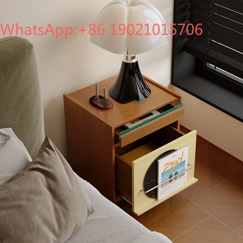 HXL bedside table double-layer bedside cabinet color matching color contrast storage small cabinet baking paint