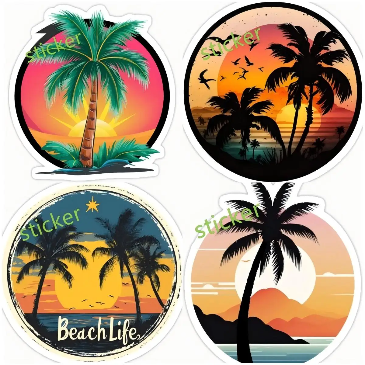 

summer Beach Palm Tree sticker Motorcycles Car Gadgets Water Bottle Auto Assesories Accsesories Stickers Gadget Tool Accesso