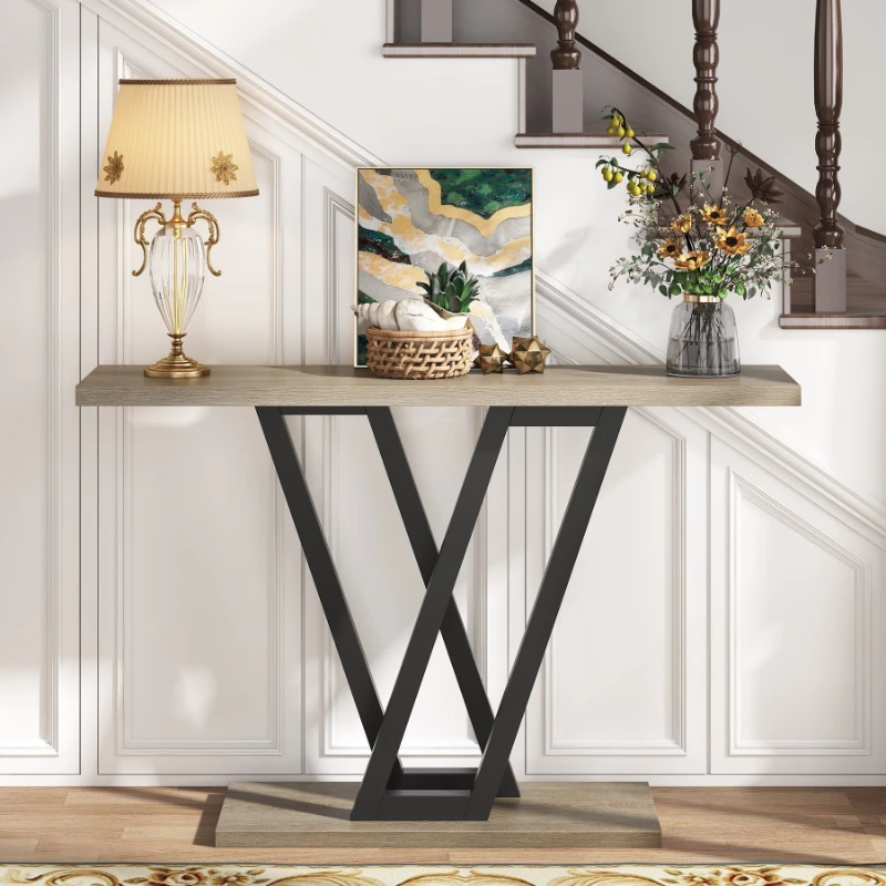 Entrance table Entrance door corridor Light luxury high-end hotel Imitation marble end view table Narrow strip case storage