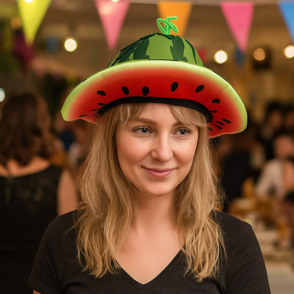 

Warm Creativity Watermelon Hat Cute Comfortable Wide Brims Sun Hat Soft Funny Bucket Hat Halloween Party