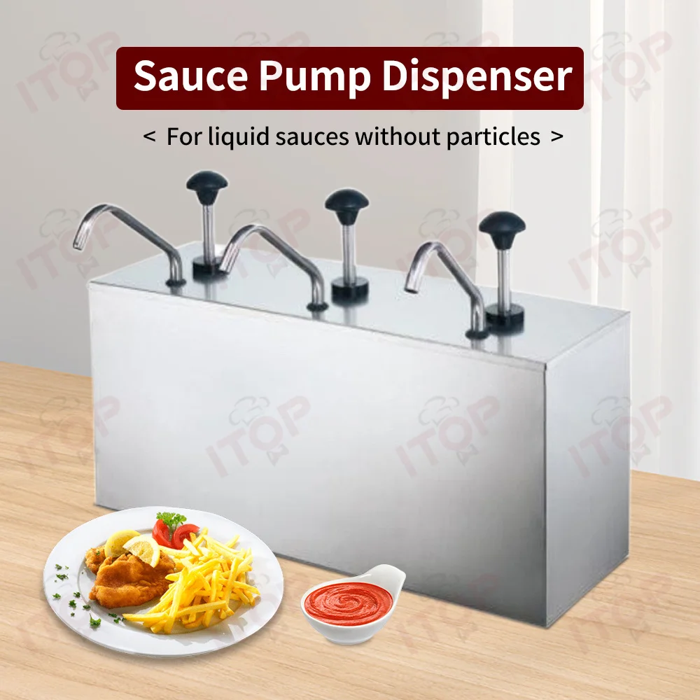 3.6L Sauce Pump Sauce Dispenser Commercial Kitchen Stainless Steel Sauce Dispenser Pump Station for Ketchup, Black Pepper Sauce