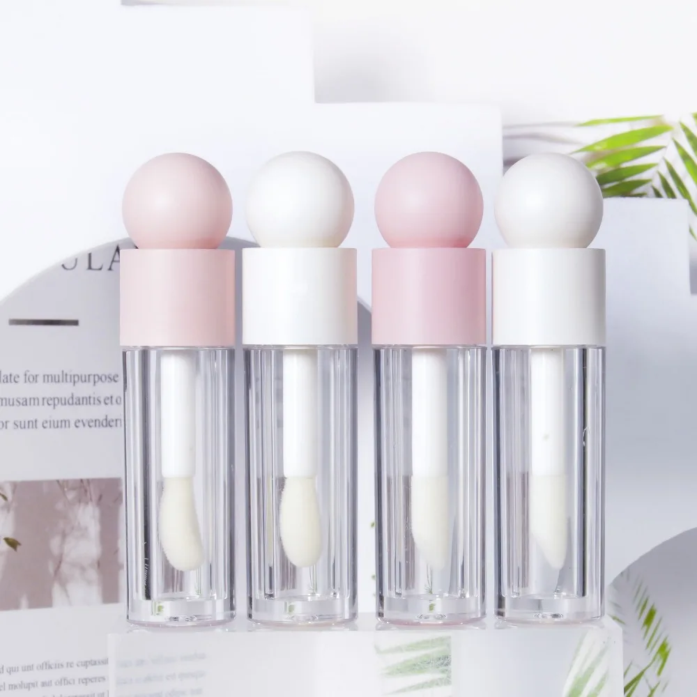 Nouveau Tube de brillant à lèvres de 5ml, mat, Transparent, rose, tige épaisse, distributeur de bouteilles vides, matériel d'emballage de maquillage, grande tête de brosse