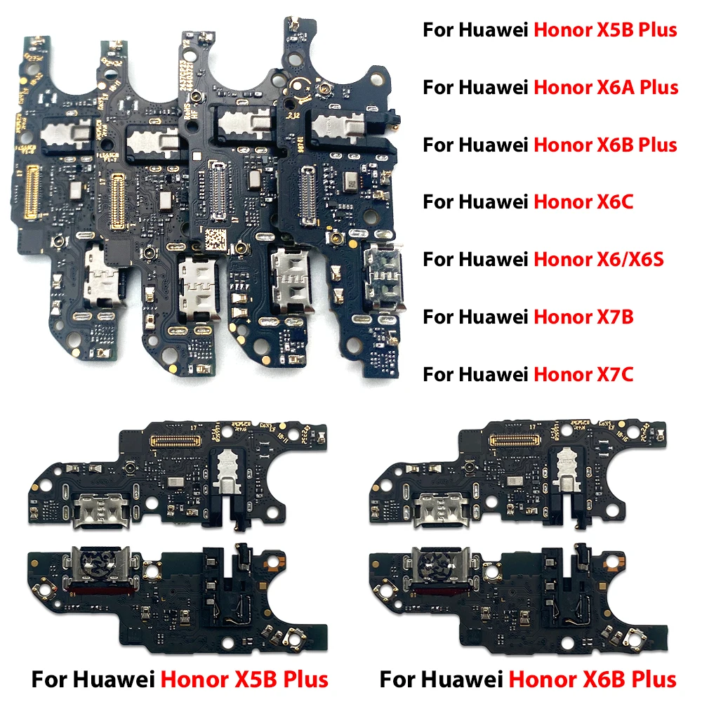 USB Charging Port Board Flex Cable Connector Parts For Huawei Honor X5B Plus X6A X6B X6C X6 X6S X7B X7C X8 4G X8A X8B X8C X9C