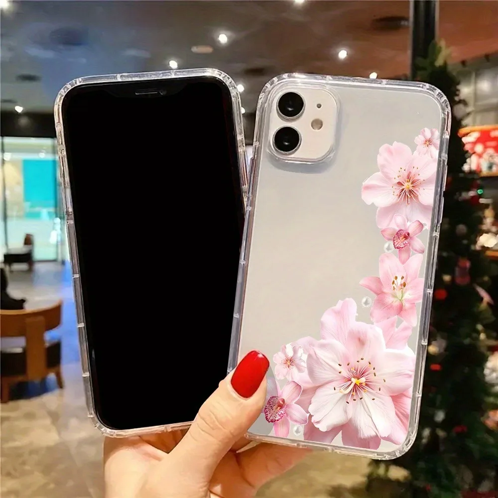Pink Hibiscus Floral Aesthetics Coquette Clear Phone Case Cover for iPhone 17 16 11 15 14 13 12 Pro Max XS X 7 8 Plus Hard Funda - náhled 6