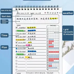 1pc planejador agenda espiral a5 caderno horários plano diário para fazer lista bloco de notas 160 páginas grosso material escolar de escritório papelaria 12 principais vendas notebook leve - №4