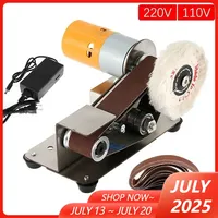Mini Belt Grinding Machine 15 Degree Electric Belt Sander Polishing Grinding Tool Cutter Knife Edges Sharpener with 10 Belts