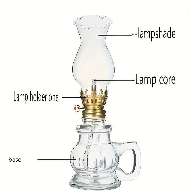 Glass Kerosene Lanterns Oil Lamp Glass Classic Birthday Lamp Holder With Lampshade Lighting Kerosene Lantern Candle Antique